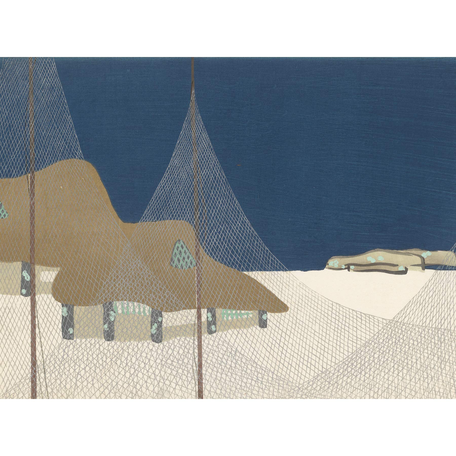 Artery8 Kamisaka Sekka Fishing Villagejapanese Painting Premium Wall Art Canvas Print 18X24 Inch