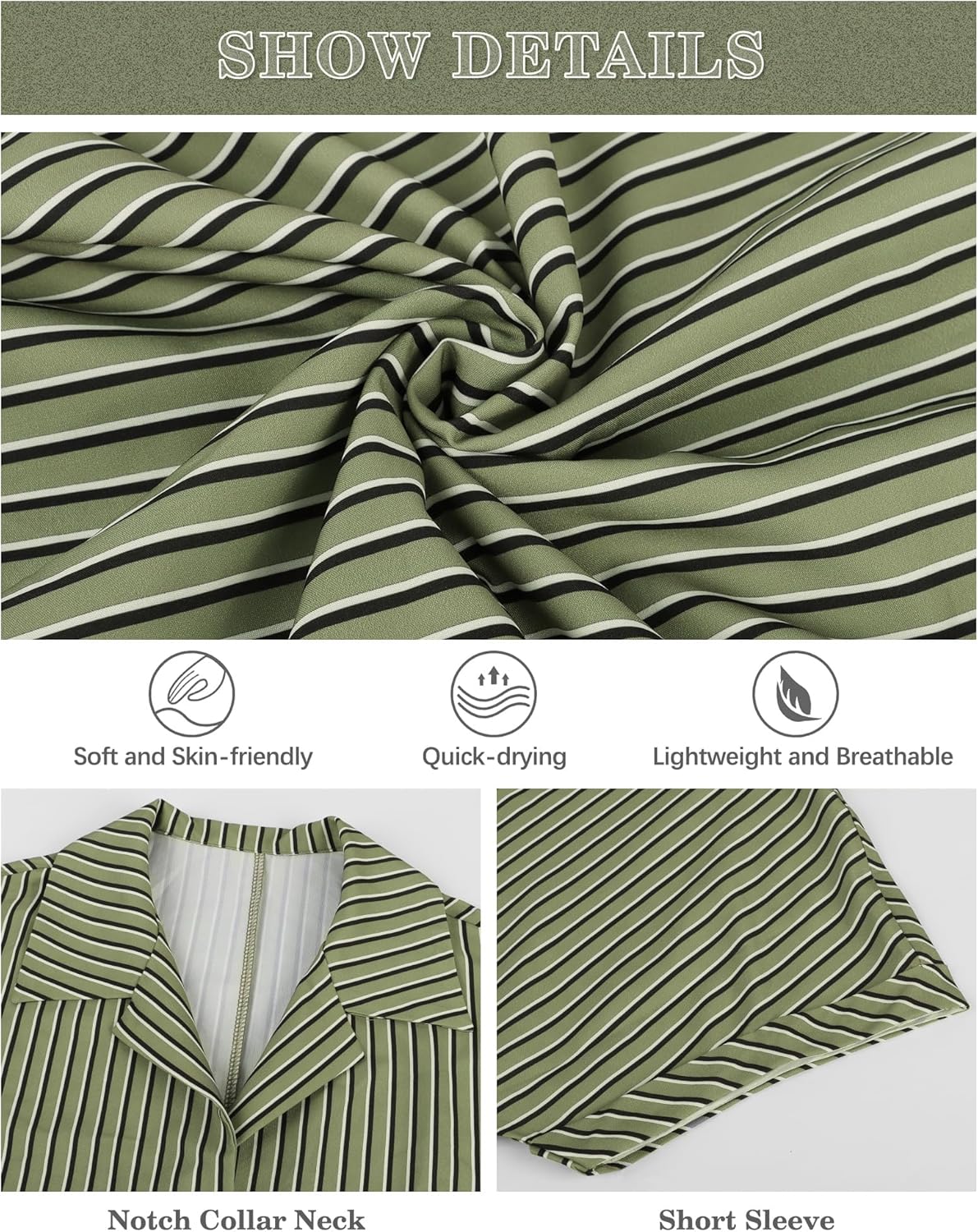 Womens Loose Fit Shirts Short Sleeve Striped Shirt Casual Collared Tops Women Office Work Blouses - Image 6