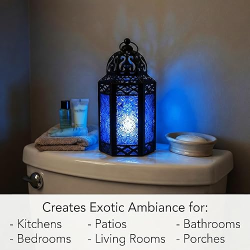 Miniatura 2 de VELA LANTERNS Farol portavelas marroquí decorativo de metal negro de 8.5 pulgadas, interiorexterior, decoración del hogar, patio, bodas, decoración