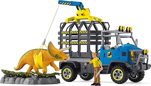 Miniatura 4 de schleich Dinosaurios - Misión de transporte de dinosaurios, juego de 43 piezas con figura triceratops y camión de transporte, juguetes de
