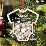 NAZENTI Personalized Baby’s First Christmas Ornament 2025, Custom Babies 1st Christmas Keepsake with Name, 4D Shake Decoration for Christmas Tree, Newborn Holiday Ornament, Unique Baby Gift