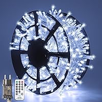 Vista 18 de JMEXSUSS Guirnalda de 600 luces LED que cambian de color enchufable, luces de Navidad blancas cálidas y multicolor de 168 pies con control remoto