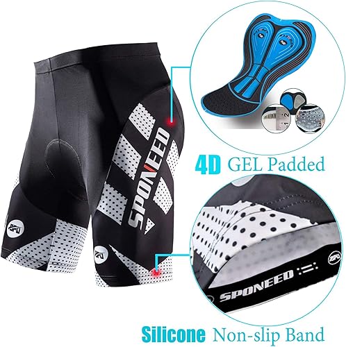 Miniatura 5 de sponeed Pantalones cortos de ciclismo para hombre pantalones acolchados para equitación ropa de ciclismo y ciclismo Blanco, Azul / Patchwork, Oro,