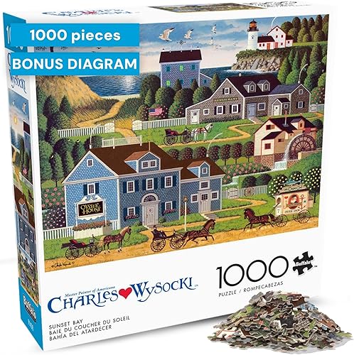 Vista 104 de Buffalo Games - Charles Wysocki - Witch's Bay - Rompecabezas de 1000 piezas para adultos - Rompecabezas desafiante perfecto para noches de juego