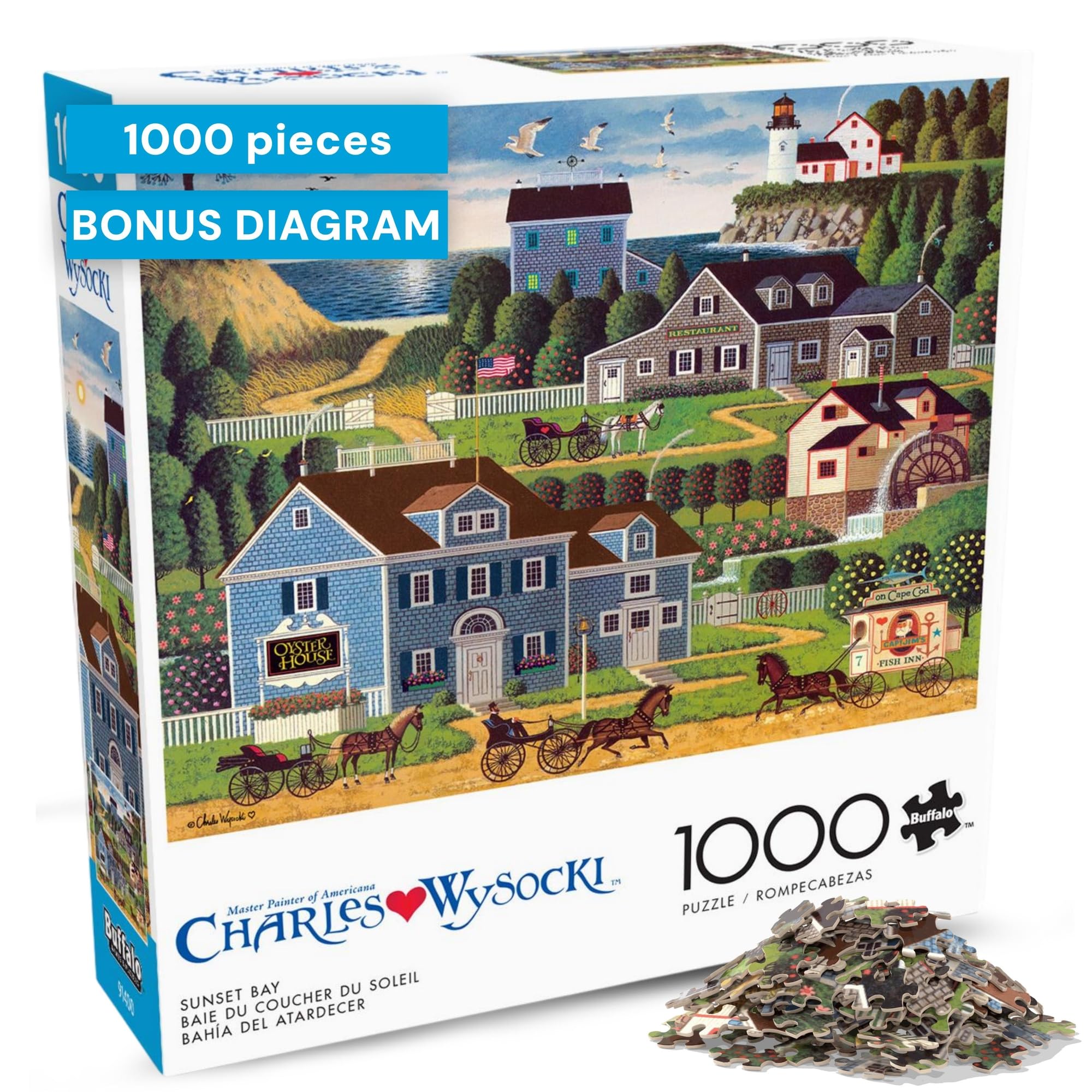 Amazon.com: Buffalo Games – Charles Wysocki Sunset Bay 1000 Piece