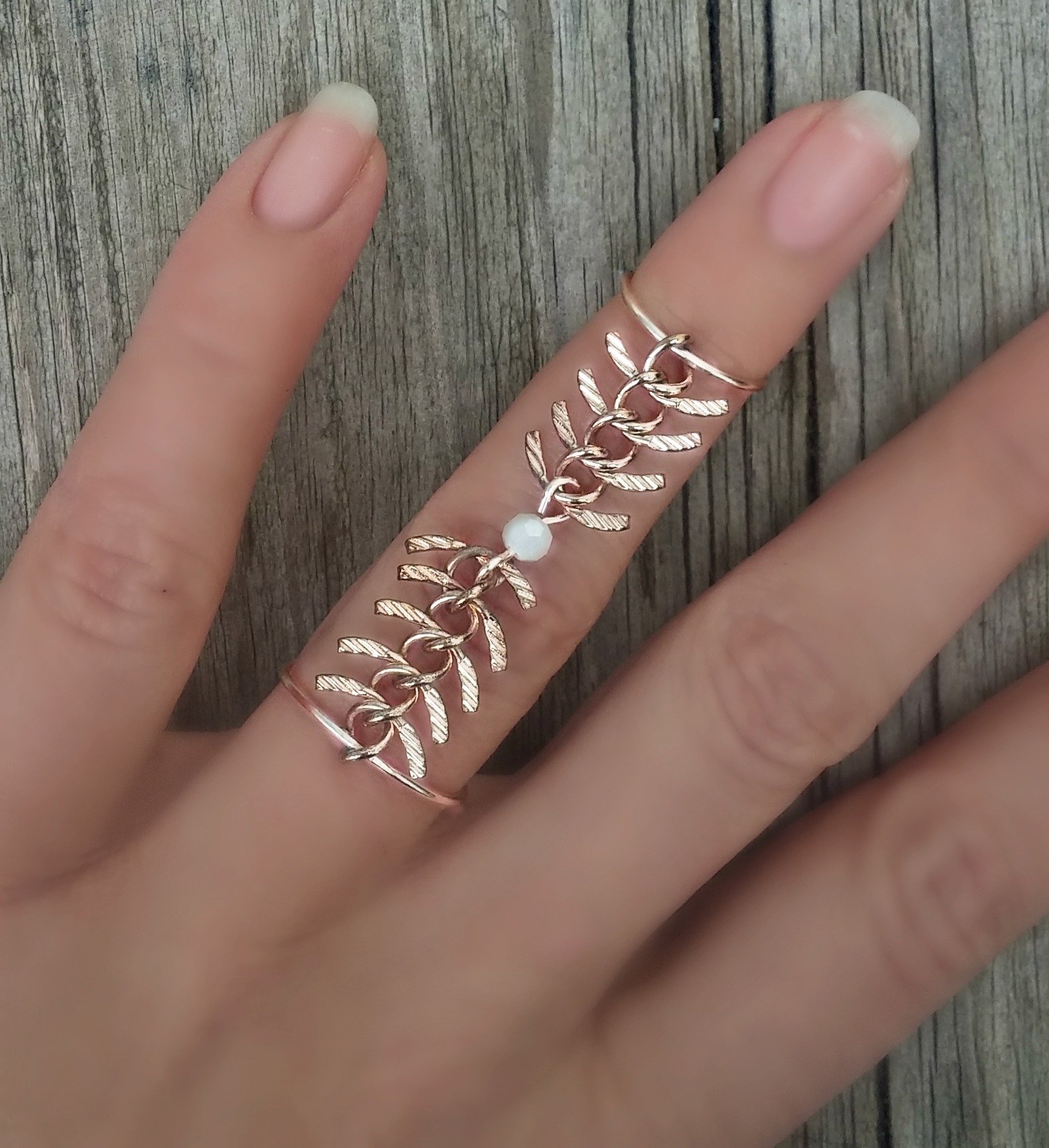 Rose Gold Midi Ring, Double Chain Ring, Rose Gold Slave Ring, Full Knuckle Ring, Rose Gold Connected Ring, Full Finger Rings, Knuckle Armor