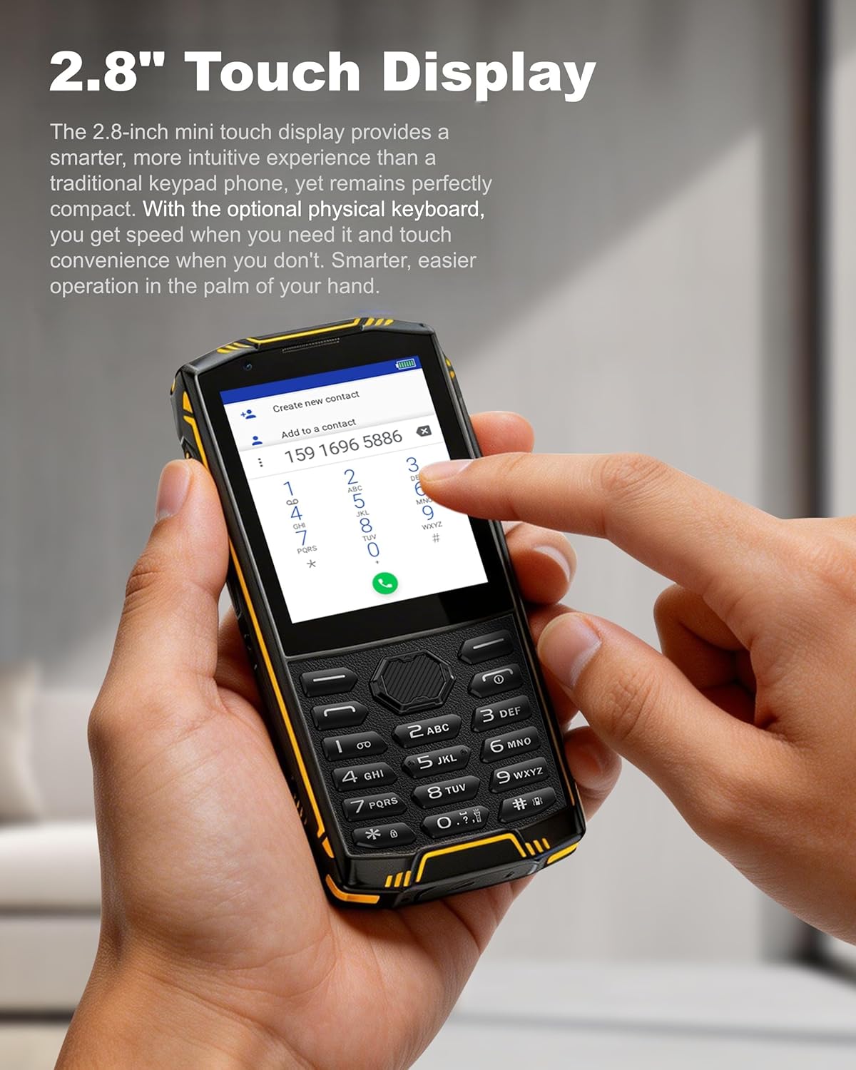 Ulefone Armor Mini 5 Rugged Feature Phone 2.8" Touchscreen Dumb Phone, 1GB+8GB/64GB Removable 2500mAh Battery, 4G Simple Mobile Phone, IP68/69K Waterproof & Drop-Proof, Unlocked/3 Card/FM/Dual Camea