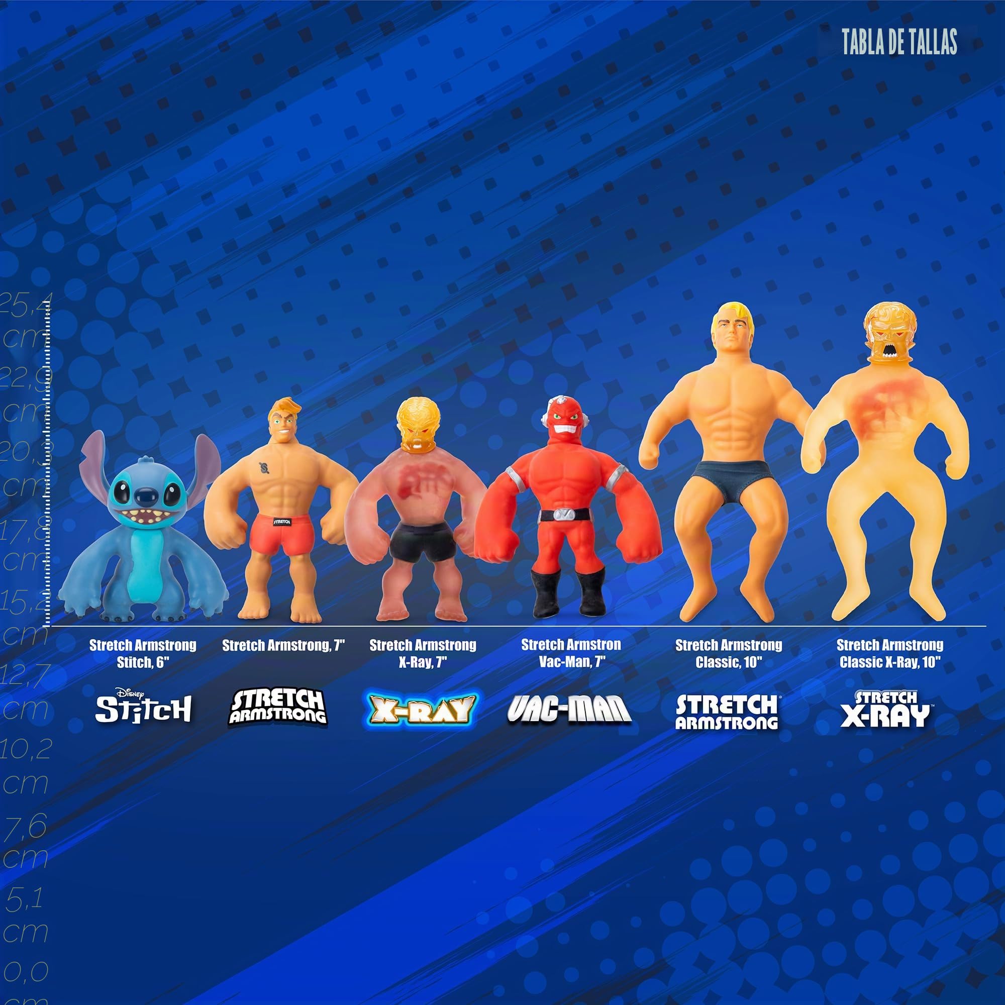 Basic Fun Stretch Armstrong Stitch – Figura Extensible Disney Lilo & Stitch, Juguete elástico para niños y coleccionistas