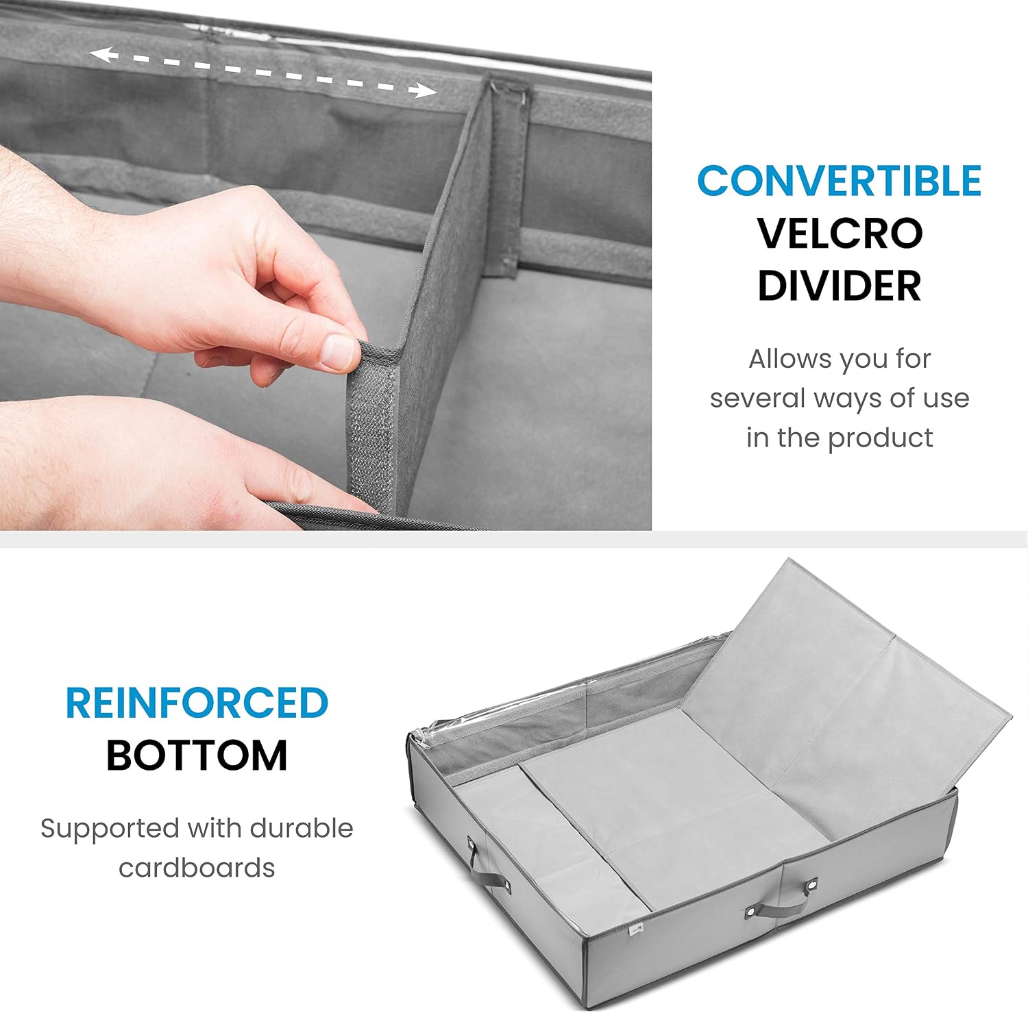Under Bed Shoe Storage Organizer (12 Pairs) Under Bed Storage for Shoes, Customizable Slots for Boots, Clothes Blanket/Comforter Underbed Shoe Storage Containers with Handles, Dual Zipper Clear Window