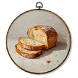 shiviody Vintage Bread Rustic Kitchen Canvas Wall Art Decor, Retro Country Neutral French Bread Still Life Round Hanging Frame Prints Decorations for Kitchen Dining Room Home Bedroom 10