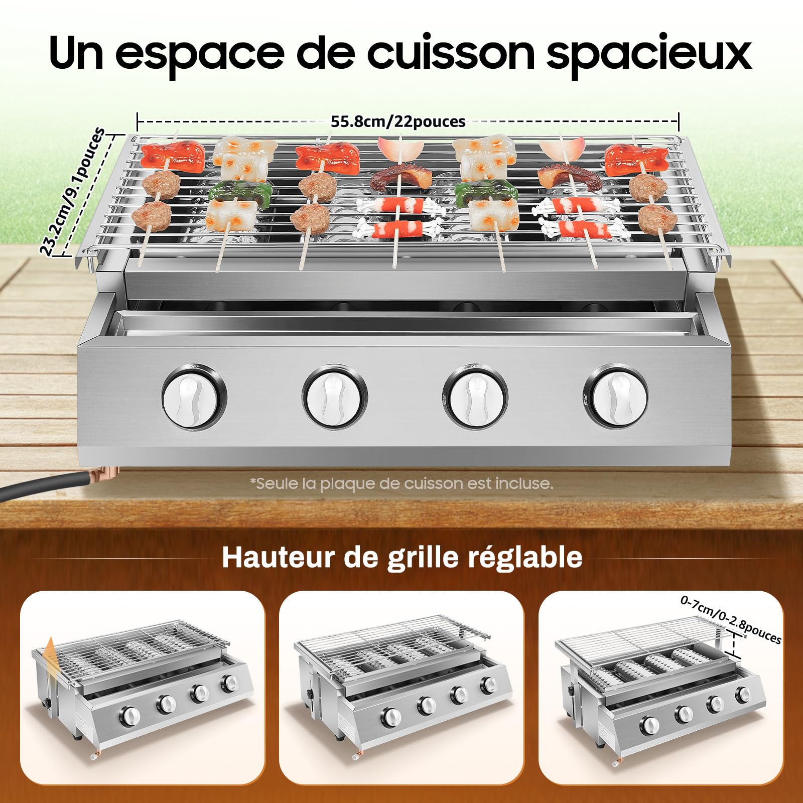 Propanowy grill gazowy, grill ogrodowy ze stali nierdzewnej, rożen, nadaje się do każdej przestrzeni zewnętrznej, takiej jak podwórze, ogrody, dziedzińce, tarasy i balkony, a także inne miejsca