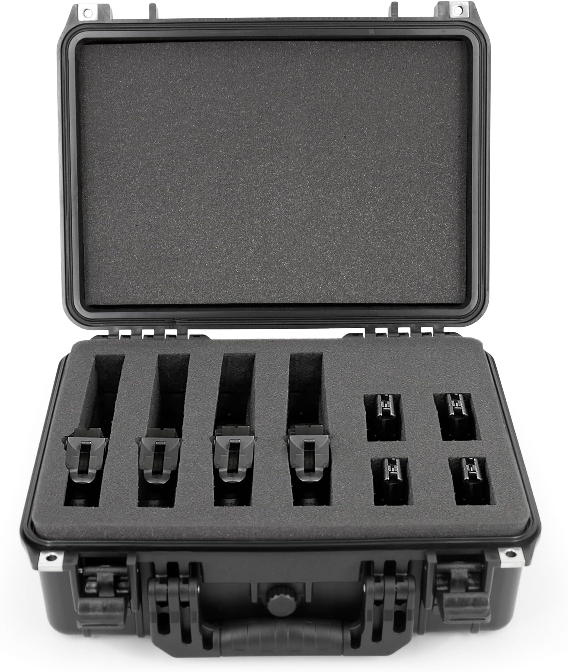 CASEMATIX 16" Customizable 4 Pistol Multiple Pistol Case - TSA Approved Waterproof & Shockproof Hard Gun Cases for Pistols, Magazines and Accessories -Case for Pistols with Two Layers of 2" Foam