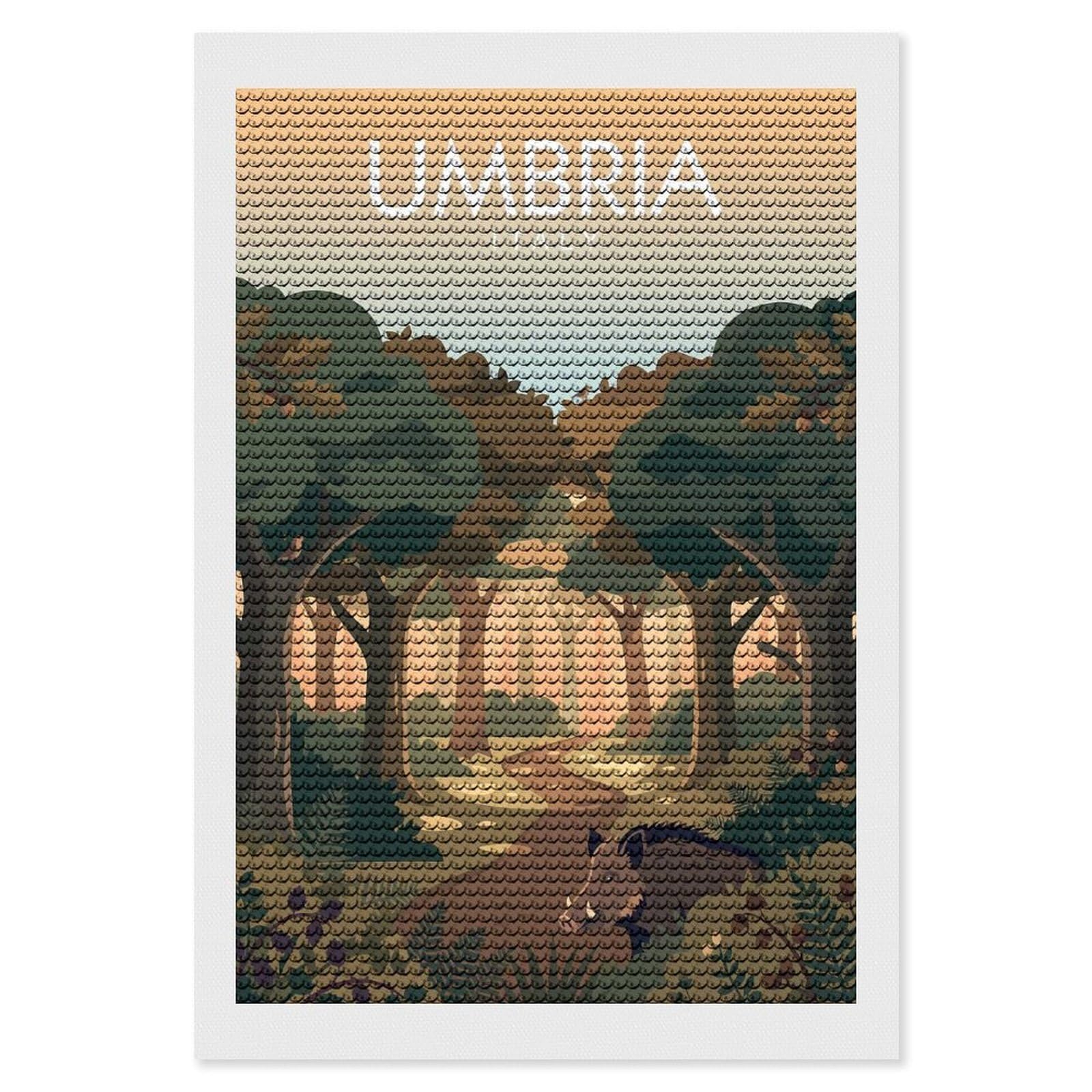 Junmoney Umbria Italy Forest Full Drill Diamond Painting Kit 8"x12", Mindful Craft Activity, Bedroom Decor, for Adults, Gift Idea