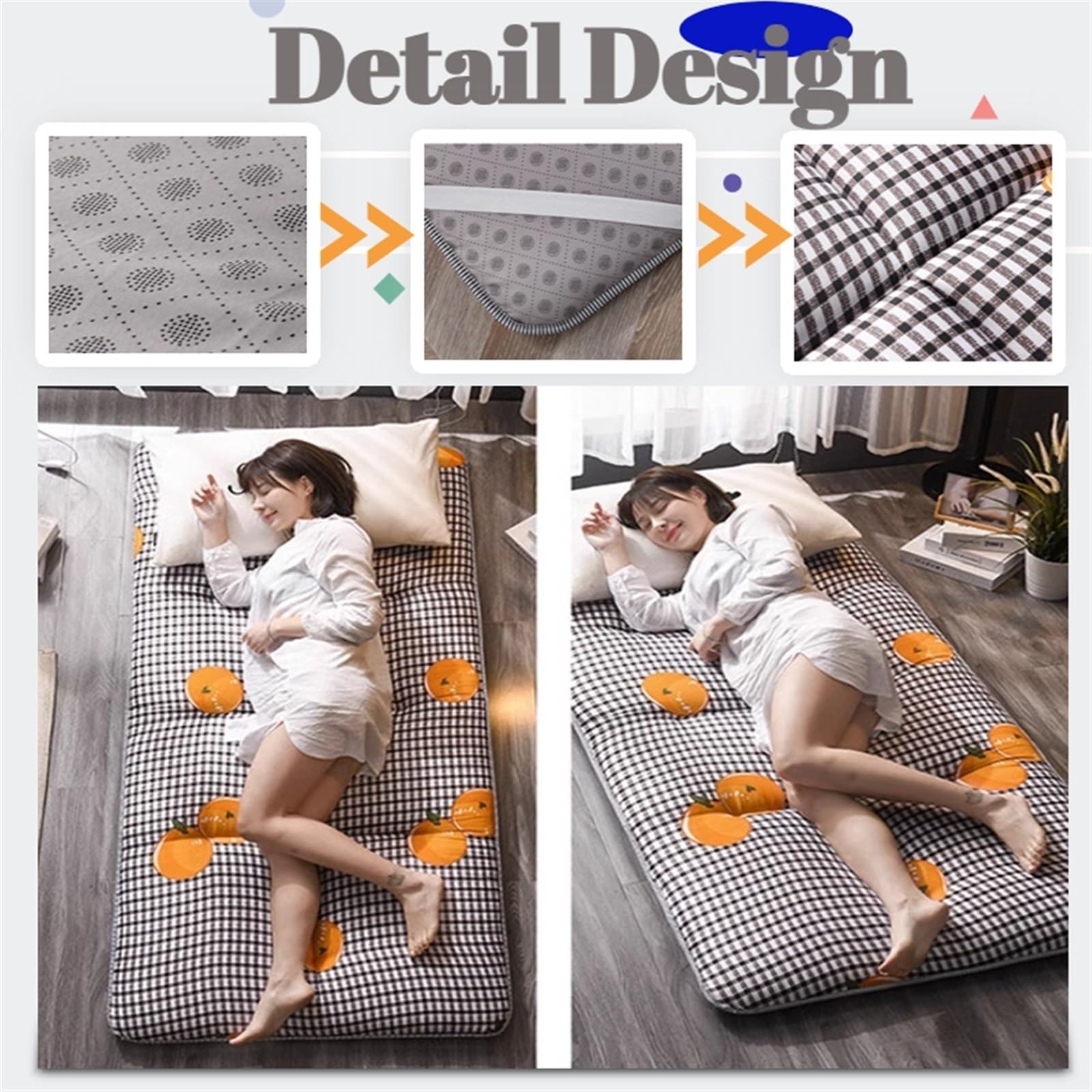 Twin/Full/Queen/King Tatami oprolmat,Japanse futon vloermatras, opklapbaar bed draagbare campingmatras, antislip vloerligstoel slaapbank (Color : D, Size : Twin(100x200cm