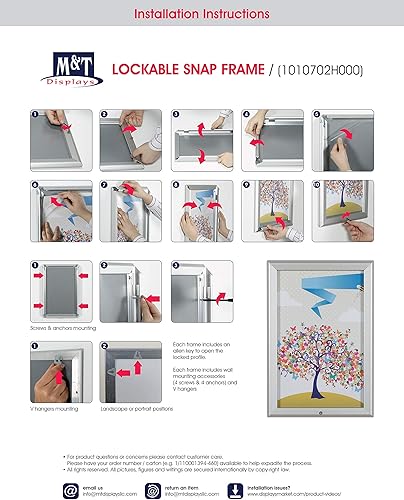 Miniatura 6 de M&T Displays Marco de póster con cierre a presión de 24 x 36 pulgadas, color negro de 1.25 pulgadas, perfil de aluminio, carga frontal, montaje en