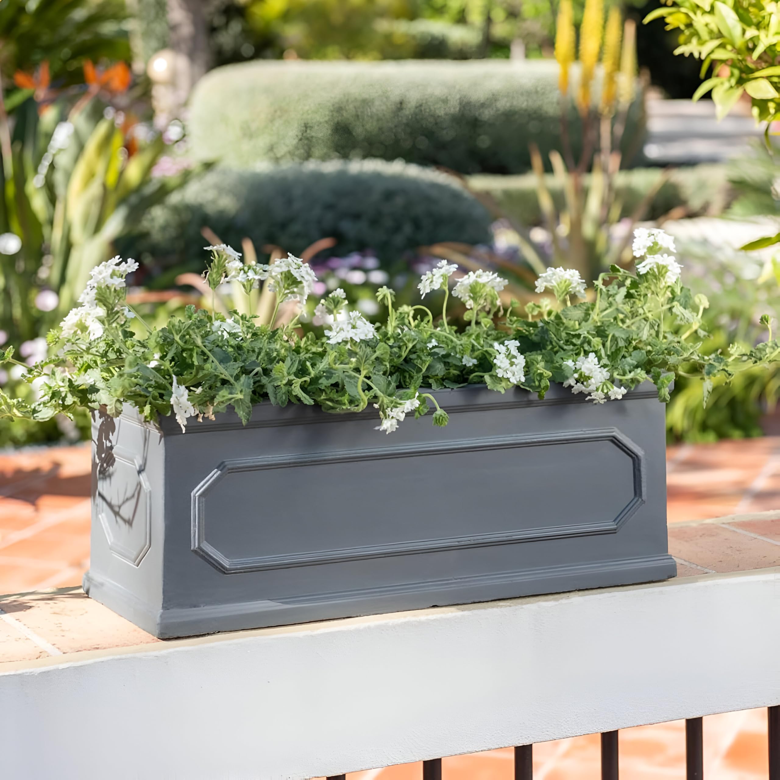 Primrose L71Cm Kensington Lead Effect Framed Trough PlanterBy Terra Pot™ from B&Q