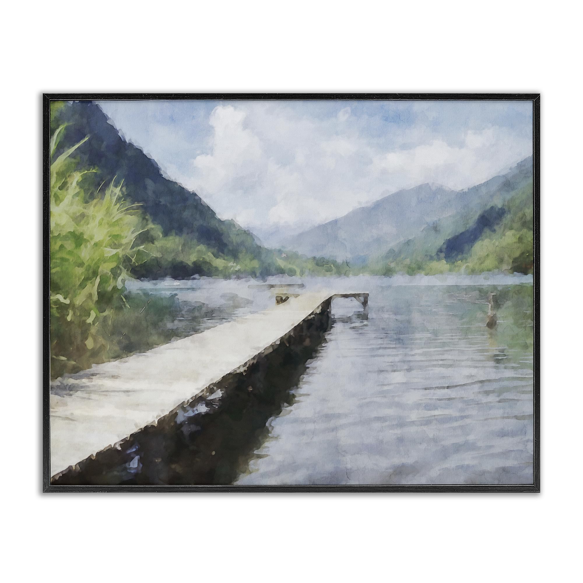 Stupell Industries 'Dappled Lake Dock', Framed Giclee Art, Black, 30 x 24 Inches, Easy to Hang and Sturdy, Made in USA, by Kim Curinga