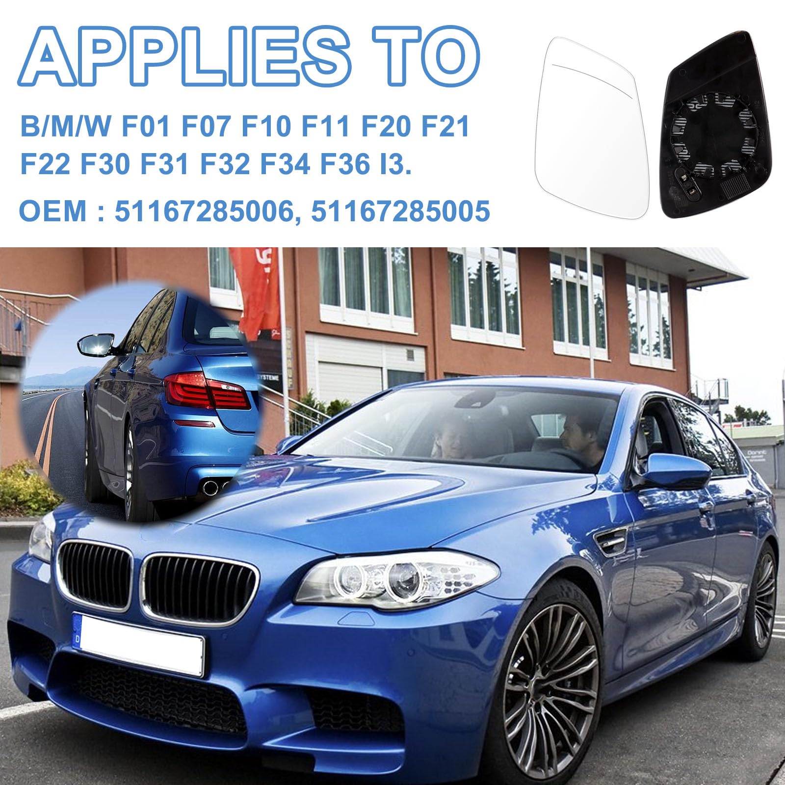 Specchietto Retrovisore Riscaldabile BMW - Lato Destro, Compatibile F01 F10 F20 F30 F32 I3 - Foto 4