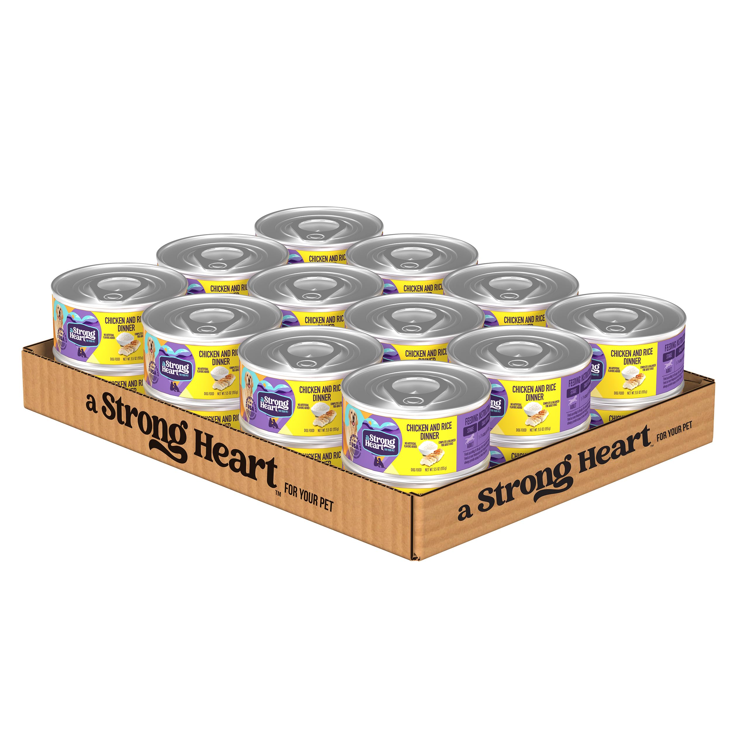 A Strong Heart Wet Dog Food, Chicken and Rice Dinner - 5.5 oz Cans (Pack of 24)