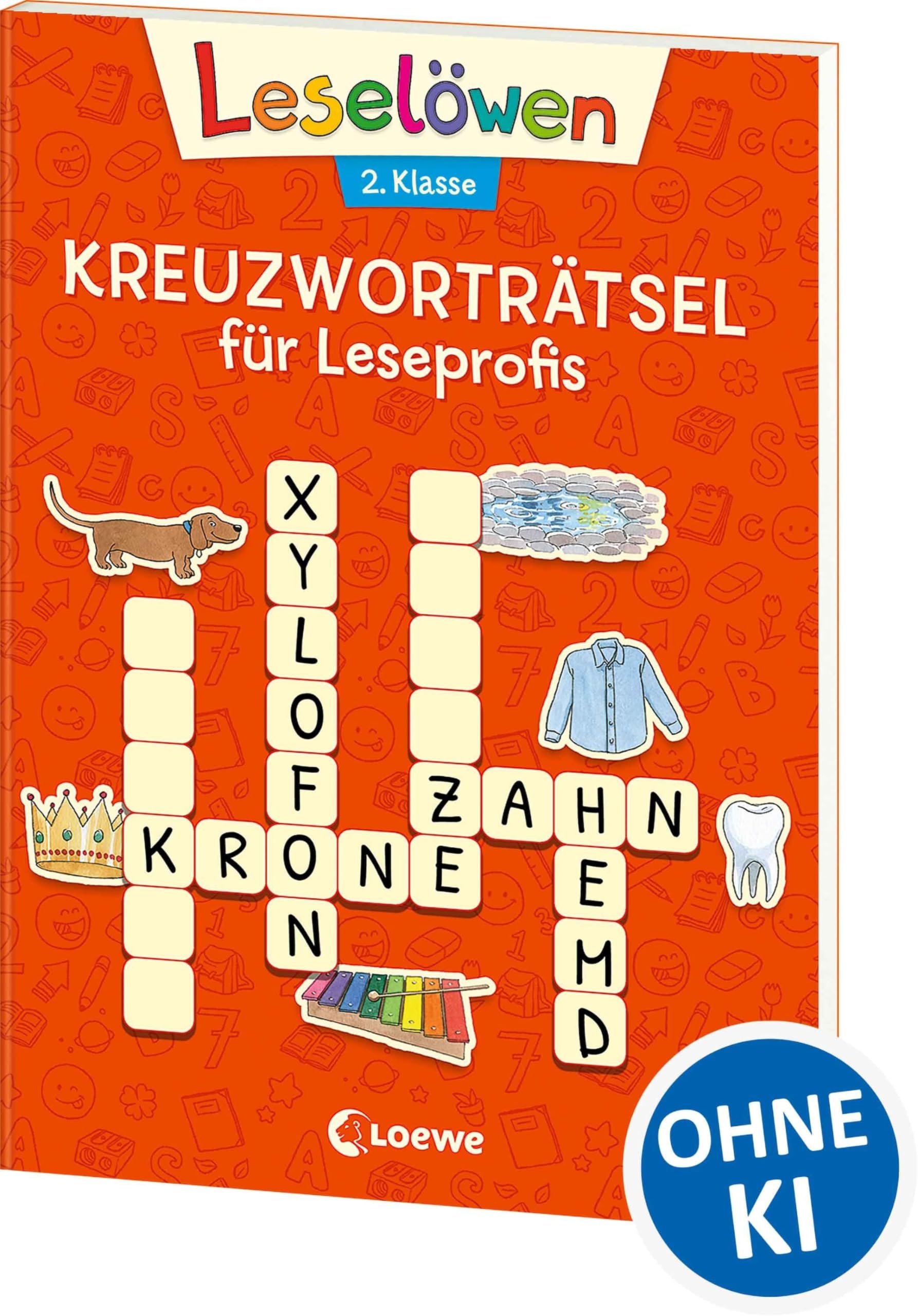 Leselöwen Kreuzworträtsel für Leseprofis - 2. Klasse (Rotorange): Rätselbuch zum Lesenlernen für Kinder ab 7 Jahre