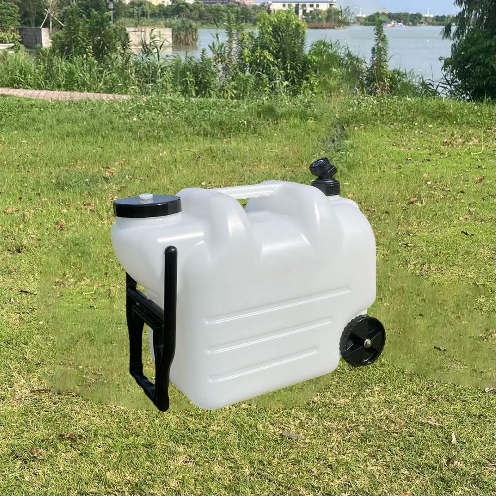 Contenedor de Agua Portátil Garrafa con Grifo Asa Ruedas Apertura Ancha Resistente Transporte Y Almacenamiento Adecuado para Picnic Salidas Actividade