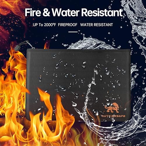 Miniatura 2 de AUTIGERSAFE Bolsa ignífuga de 14.96 x 9.45 pulgadas, bolsa ignífuga para documentos de información del hogar, bolsa ignífuga para archivos,