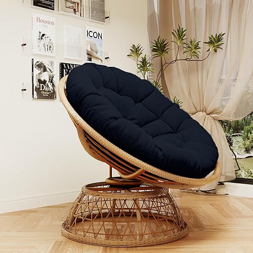 Miniatura 10 de Papasan - Silla Papasan con cojín y base giratoria de 360, silla Papasan de mimbre de 36 pulgadas con cojín y marco resistente, silla con platillo