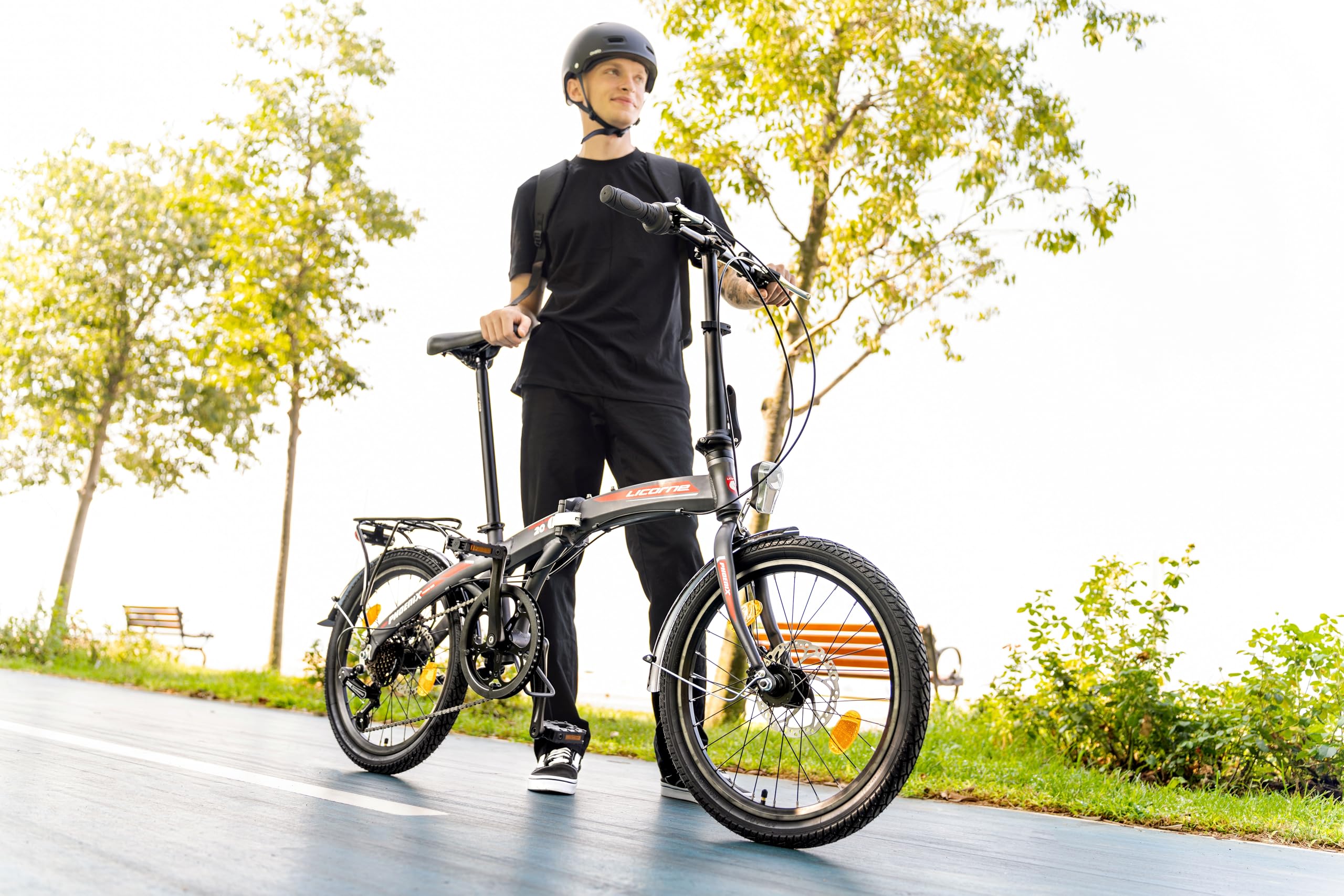 Licorne Bike Phoenix 2D - Bicicletta pieghevole in alluminio, 20 pollici, freno a disco, freno a V, da uomo, da donna, a 7 marce