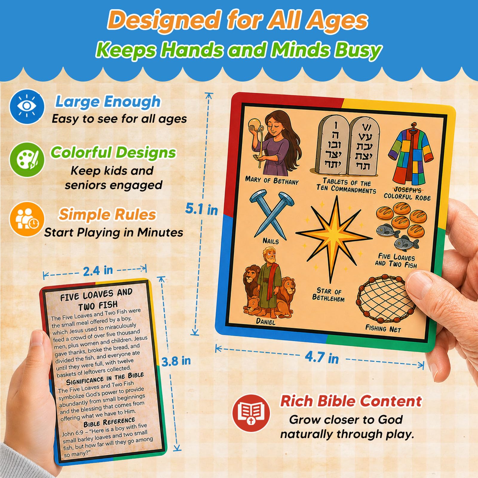 Garybank Bible Spot the Same Games for Kids – Juego de emparejamiento cristiano con 57 tarjetas de historia bíblica para construir la fe, divertido aprendizaje bíblico para la escuela dominical