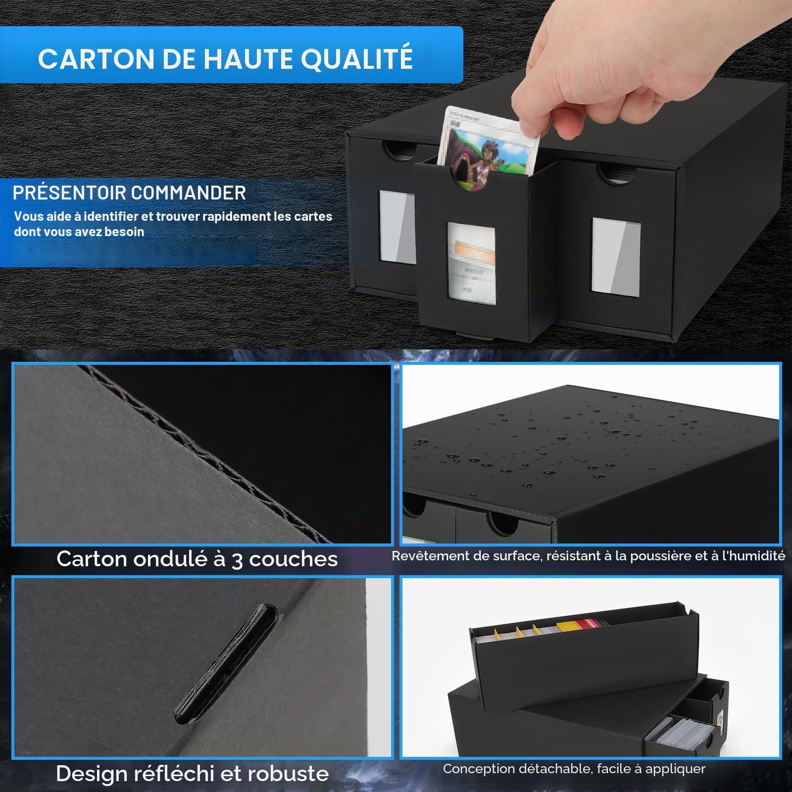 Boîte de Rangement pour Cartes à Collectionner, Boîte à Cartes pour 9000+ Cartes avec 48 Séparateurs, Boîte de Rangement pour Cartes MTG Commander, Card Deck Box pour Cartes PTGG TCG Sportive