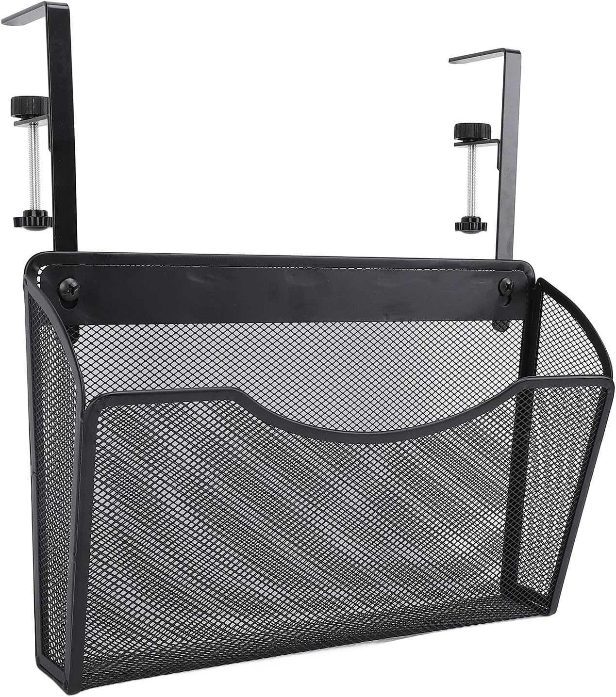 Focket Hanging Desk Organizer, SpaceSaving Mesh Structure, Carbon Steel, Easy Installation, ScratchResistant Desktop Side Storage Organizer, (Black)
