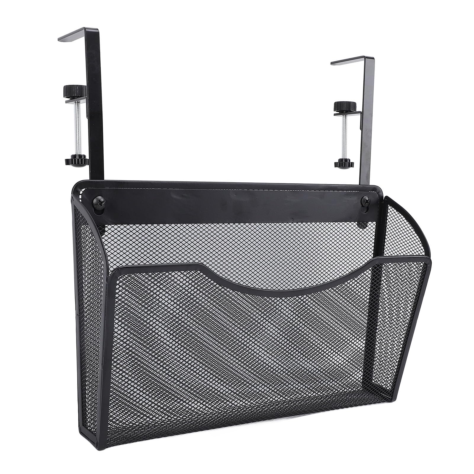 YUEHISY Hanging Desk Organizer, Adjustable Desk Side Storage Organizer with Carbon Steel Fe and PP Dividers for Office, Durable Mesh for Clutter Free Workspace (Black)