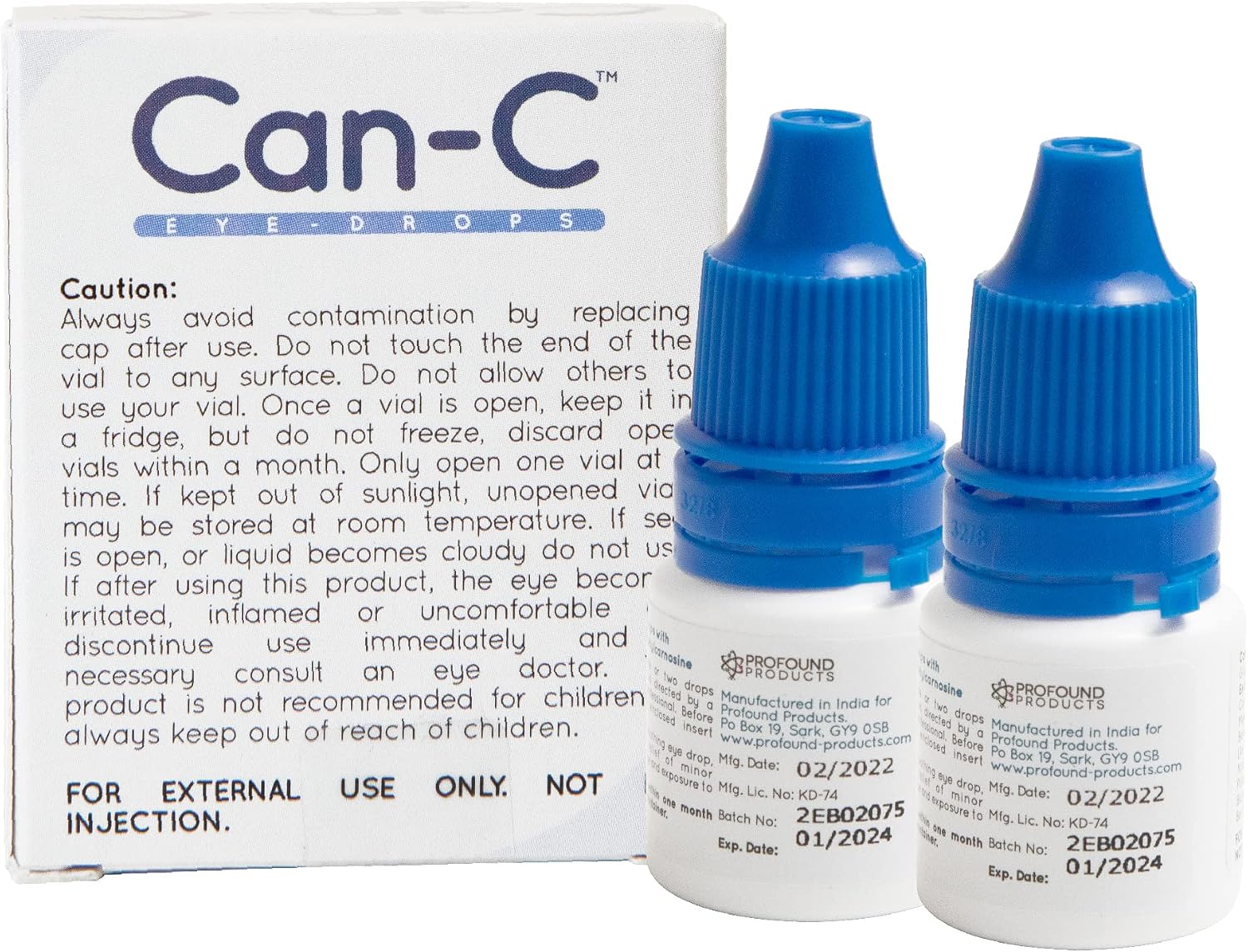 Can-C Eye Drops, Ideal Eye Drops for Dry Eyes, Pack of 2 Vials of 5ml