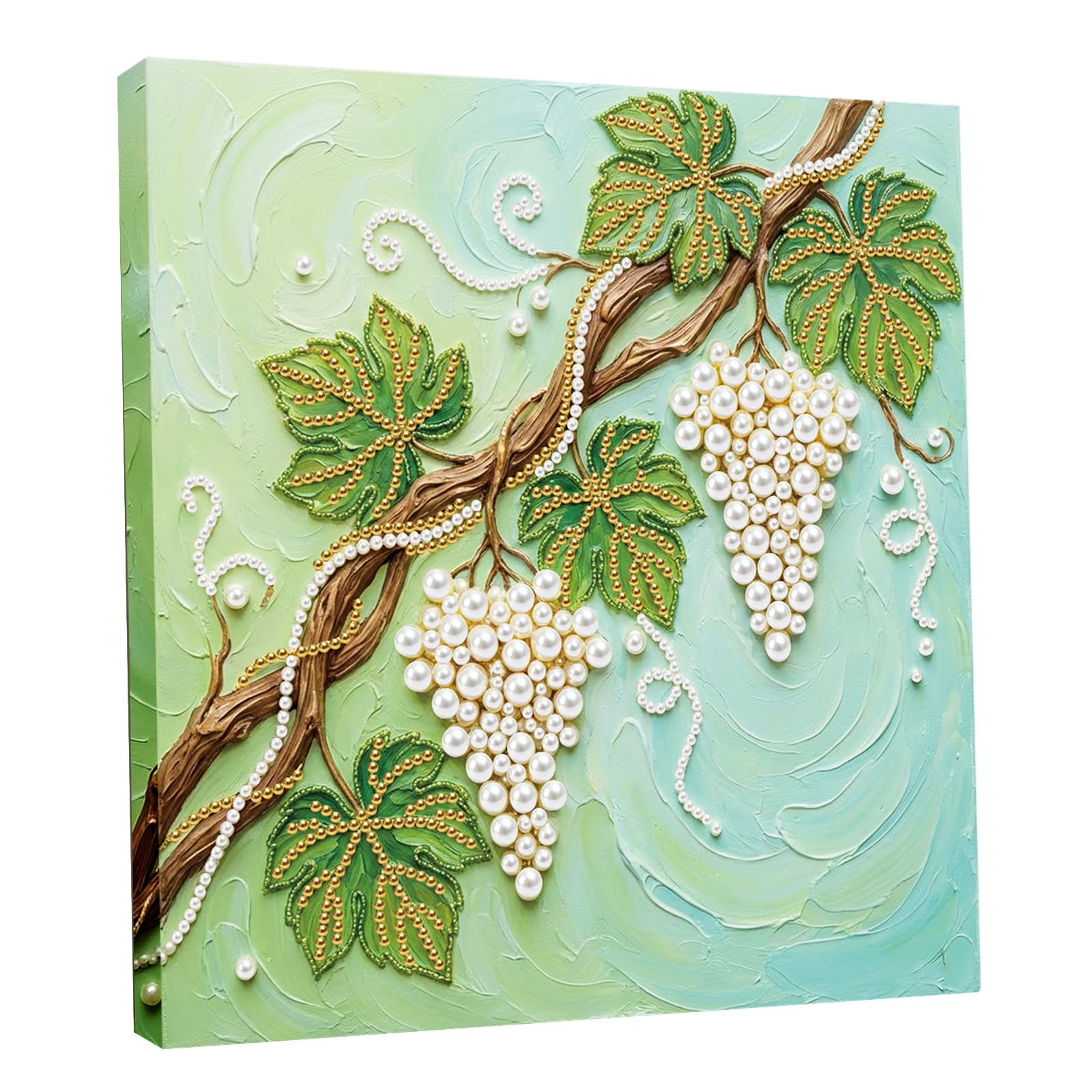 DIY Pearl Painting Kit with Wooden Frame, 3D Plastic Pearl Gemstone Ocean Art Craft for Adults Beginners, Diamond Art Kits for Adults, Home Wall Decor Ready Gift for Women(Grape)(25 * 25cm)