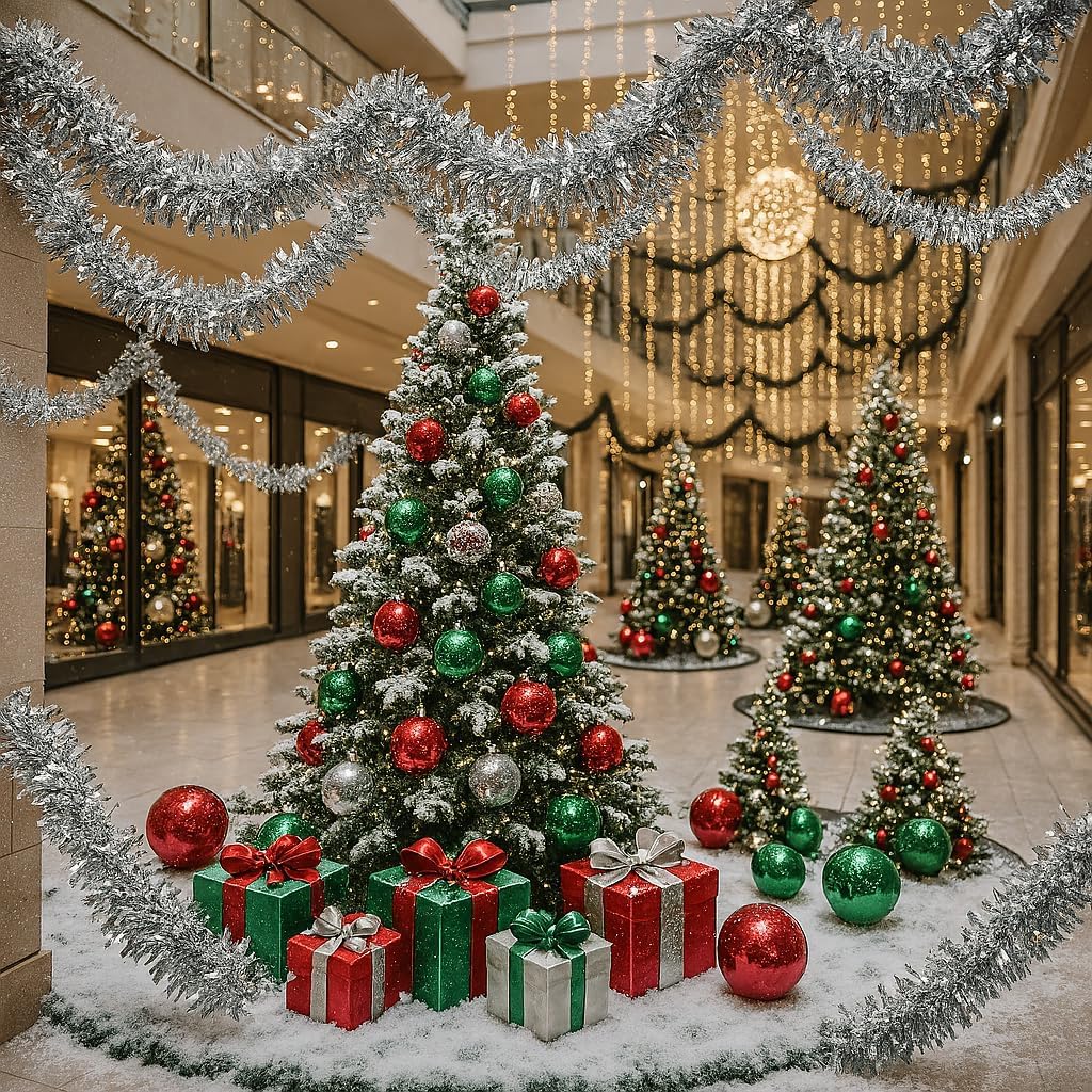 Anderson's Metallic Silver Tinsel Twist Garland, 25ft Holiday Decoration, Christmas Tree Trim, Parade Float Decor, Party Supplies, Halloween, Graduation, Indoor Outdoor Event Garland - Image 4