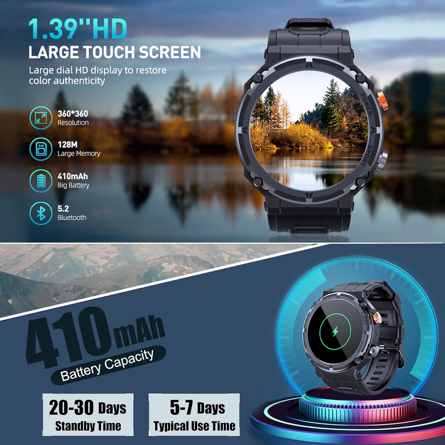 LEMFO Smartwatch Uomo, Chiamate e Assistente Vocale, 2 Cinturini, 1.39 Orologio Fitness con 110+ modalità Sport, Monitor del SpO2/Sonno, 24H Cardiofrequenzimetro, Notifiche Whatsapp, Smart Watch LEMFO Smartwatch Uomo, Chiamate e Assistente Vocale, 2 Cinturini, 1.39 Orologio Fitness con 110+ modalità Sport, Monitor del SpO2/Sonno, 24H Cardiofrequenzimetro, Notifiche Whatsapp, Smart Watch