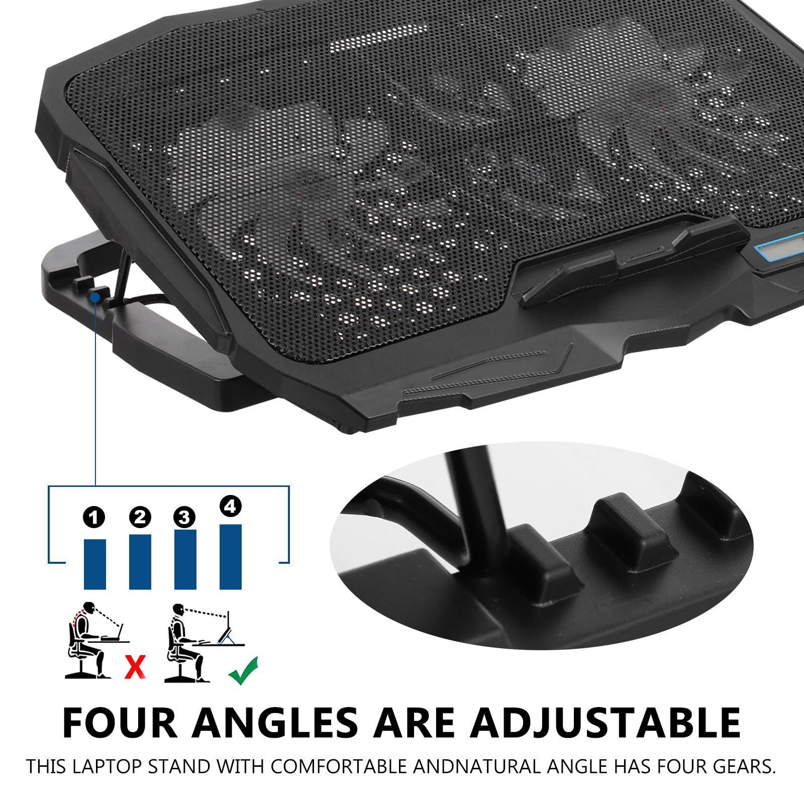 Base de Refrigeración para Portátil Ventilador Ajustable y Control de Velocidad, Soporte Ventilado de Plástico y Hierro Adecuado para Decoracion Verano