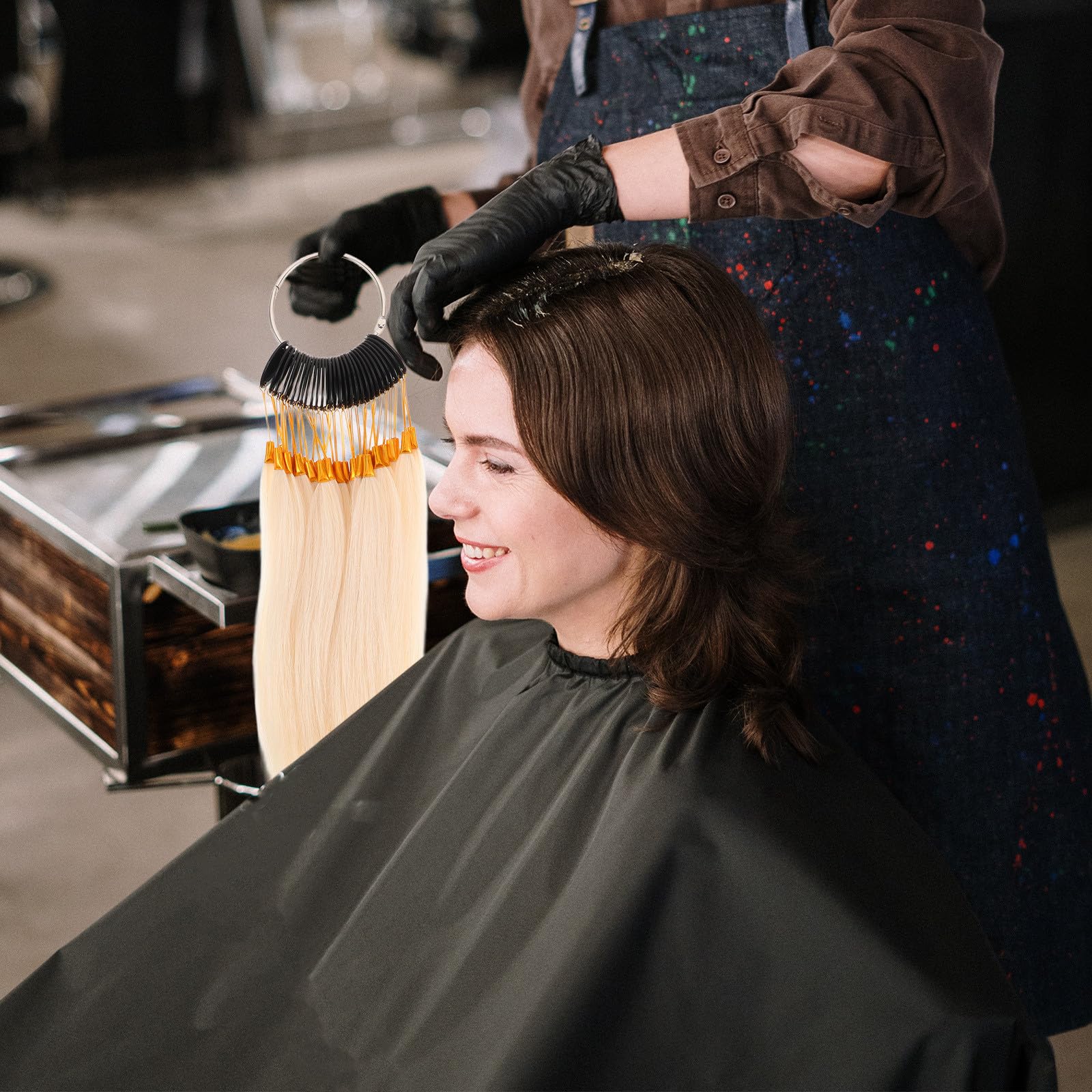 HOMSFOU Échantillons de Coloration de Cheveux Humains Naturels, 30 Mèches en Lot, Nuances Variées pour Test et Formation Coiffure, Outil Professionnel Salon, Nuancier Mèches Pratiques