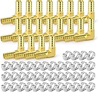 Vista 19 de GASHER 2 piezas de púas de manguera de latón en T, accesorio de manguera de 3 vías (púa de manguera de 1,27 cm x 1,27 cm x 1,27 cm) con 6