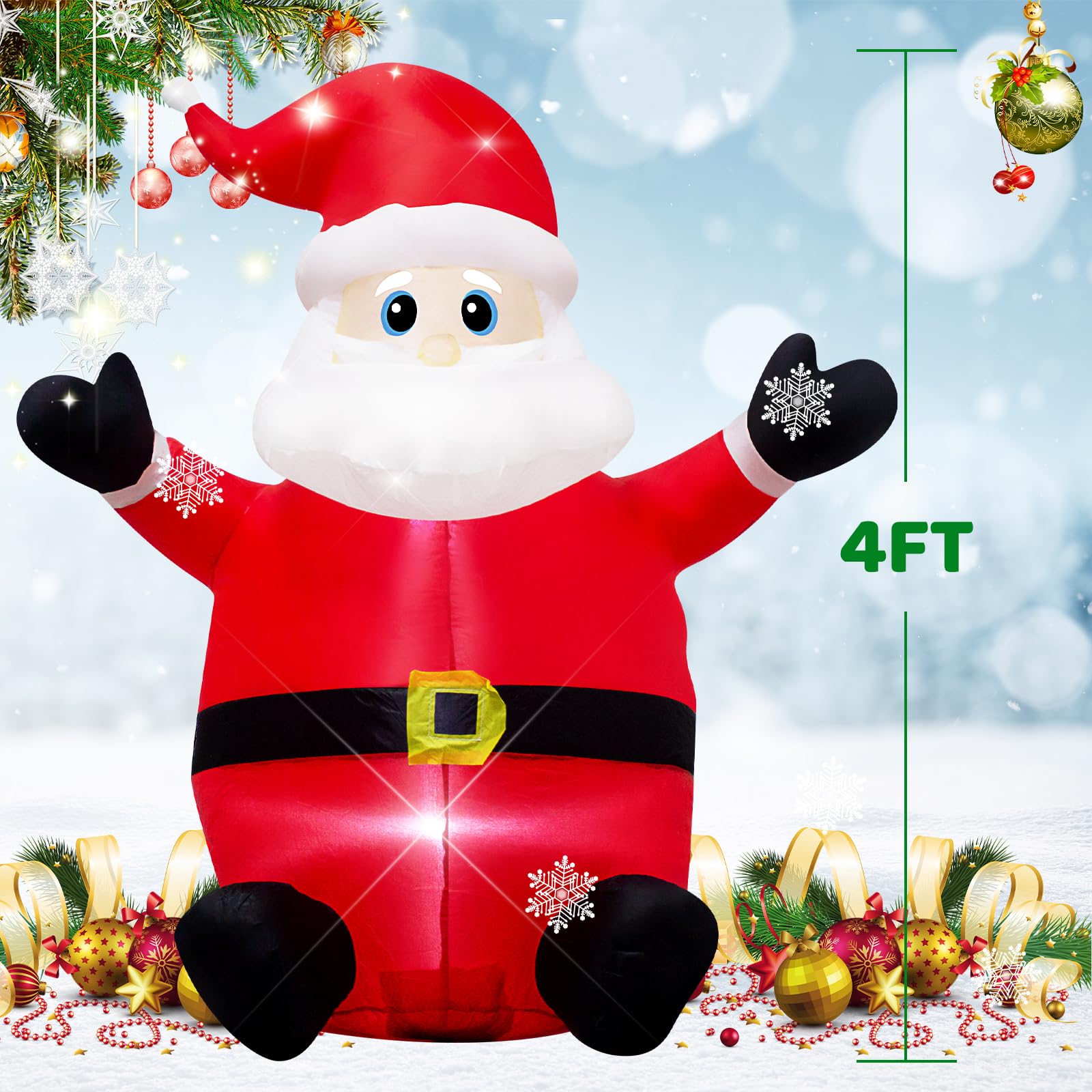 Babbo Natale gonfiabile da 1,2 m, decorazione per esterni, decorazione natalizia per interni, WM-02