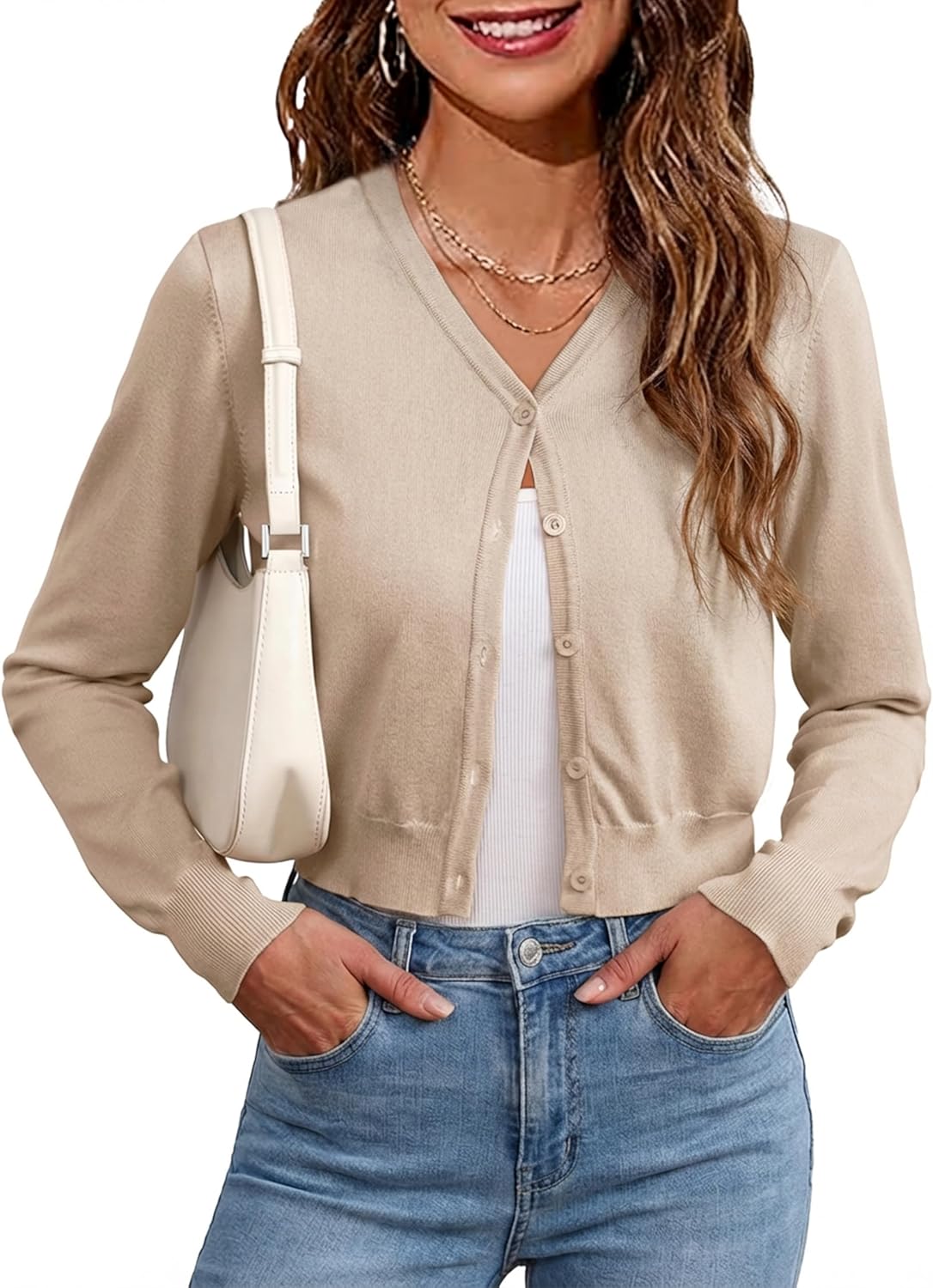 Cropped Cardigan Sweaters for Women, Long Sleeve Button Down Knit Bolero Shrugs for Dresses, S-XL