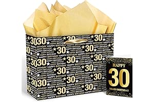 RUMIA 30th Birthday Gift Bags Black Gold