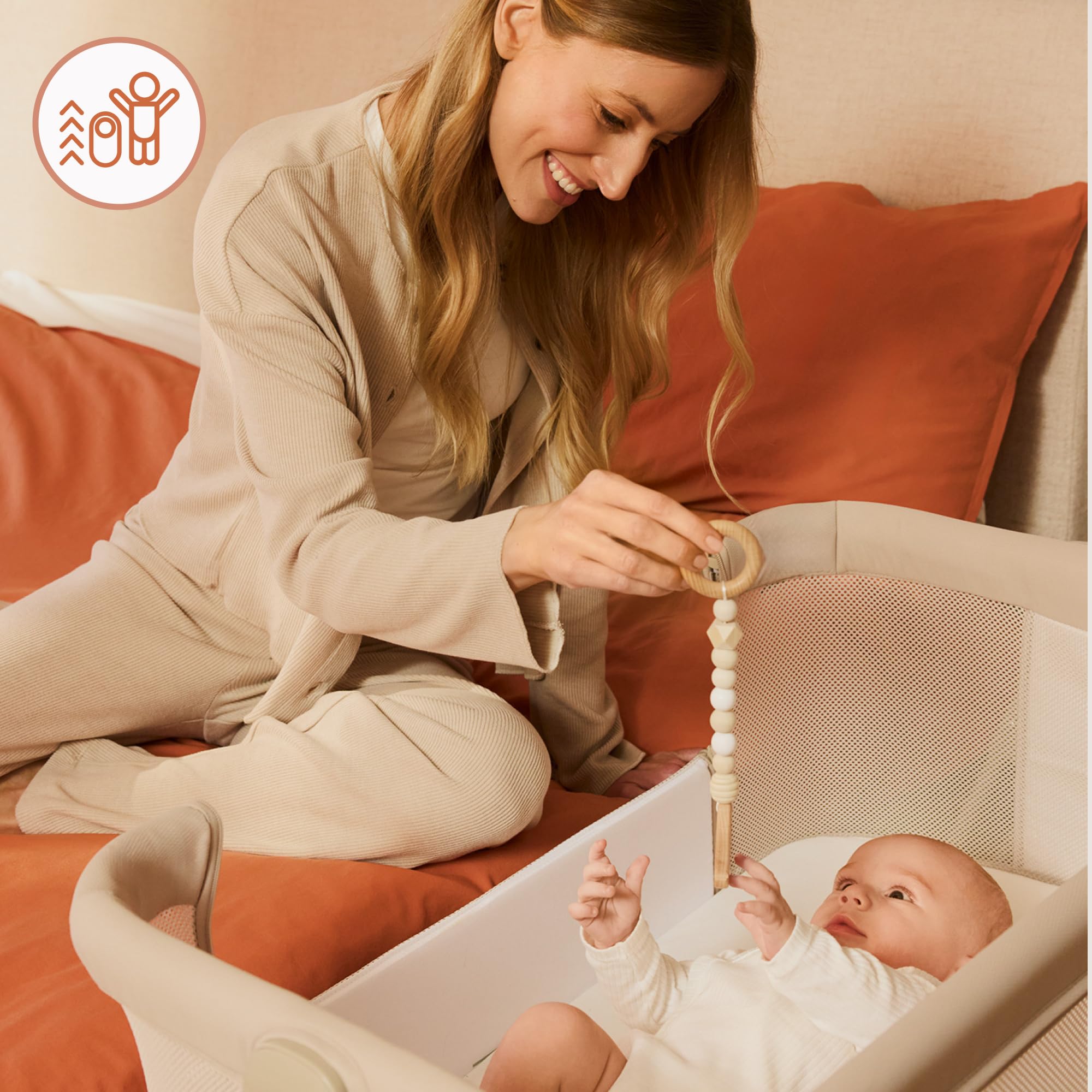 lionelo Luna, lit Bebe indépendant, cododo avec Matelas, co-Sleeping, du Nouveau-né à 9 kg. Hauteur et Inclinaison réglables, 4 Roues avec Blocage, Fixation au lit des Parents, aéré