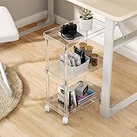 Vista 5 de Aquiver Carrito de almacenamiento delgado de acrílico, carrito utilitario de 3 niveles, para cocina, baño, sala de estar, lavandería, lugares