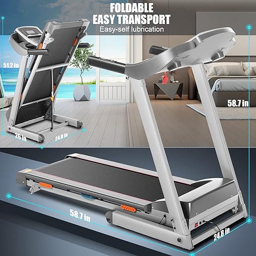 Miniatura 6 de ANCHEER Cinta de correr de 325 HP con aplicación para el hogar con altavoces de audio inclinados y Bluetooth capacidad de 300 libras para uso en el