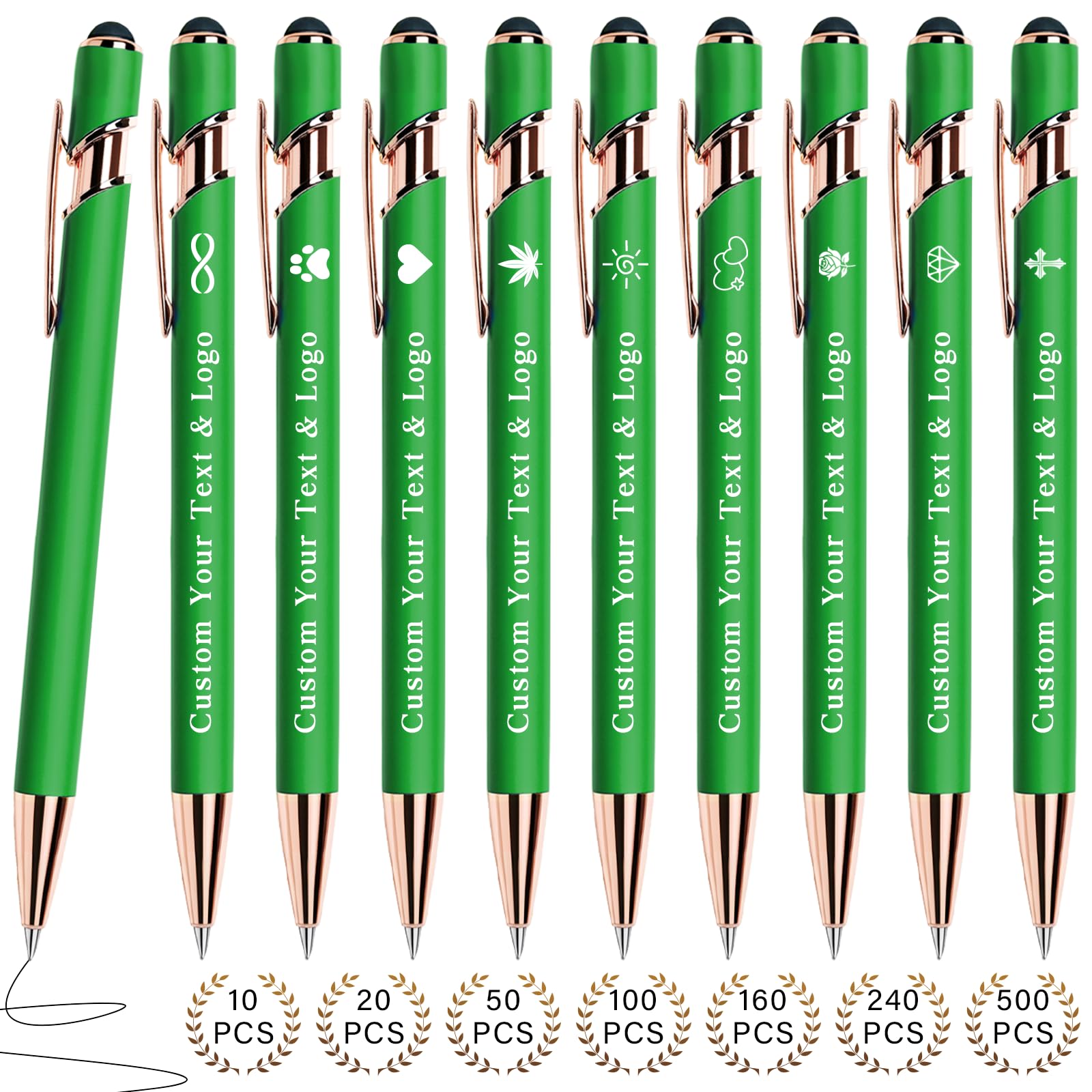 Sparklove Personalized Pens Bulk, Custom Pens with Name/Logo, Customized Black Ink Ballpoint Gifts, Engraved Pen with Stylus, Ideal for Business, Wedding, Birthday, Women, Men Office Metal Pen