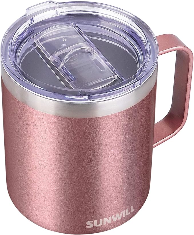 SUNWILL Coffee Mug with Handle, 14oz Insulated Stainless Steel Coffee Travel Mug