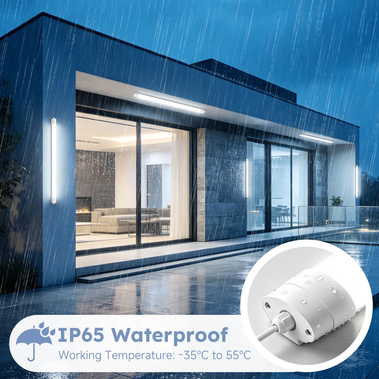 90cm Fluorescente LED 30W 3600LM Lámpara LED de Techo, 6500K Barra LED Impermeable IP65 Luz LED Techo, Pantalla LED Tubo para Sala Oficina Taller Almacén Garaje Cocina 8Pcs