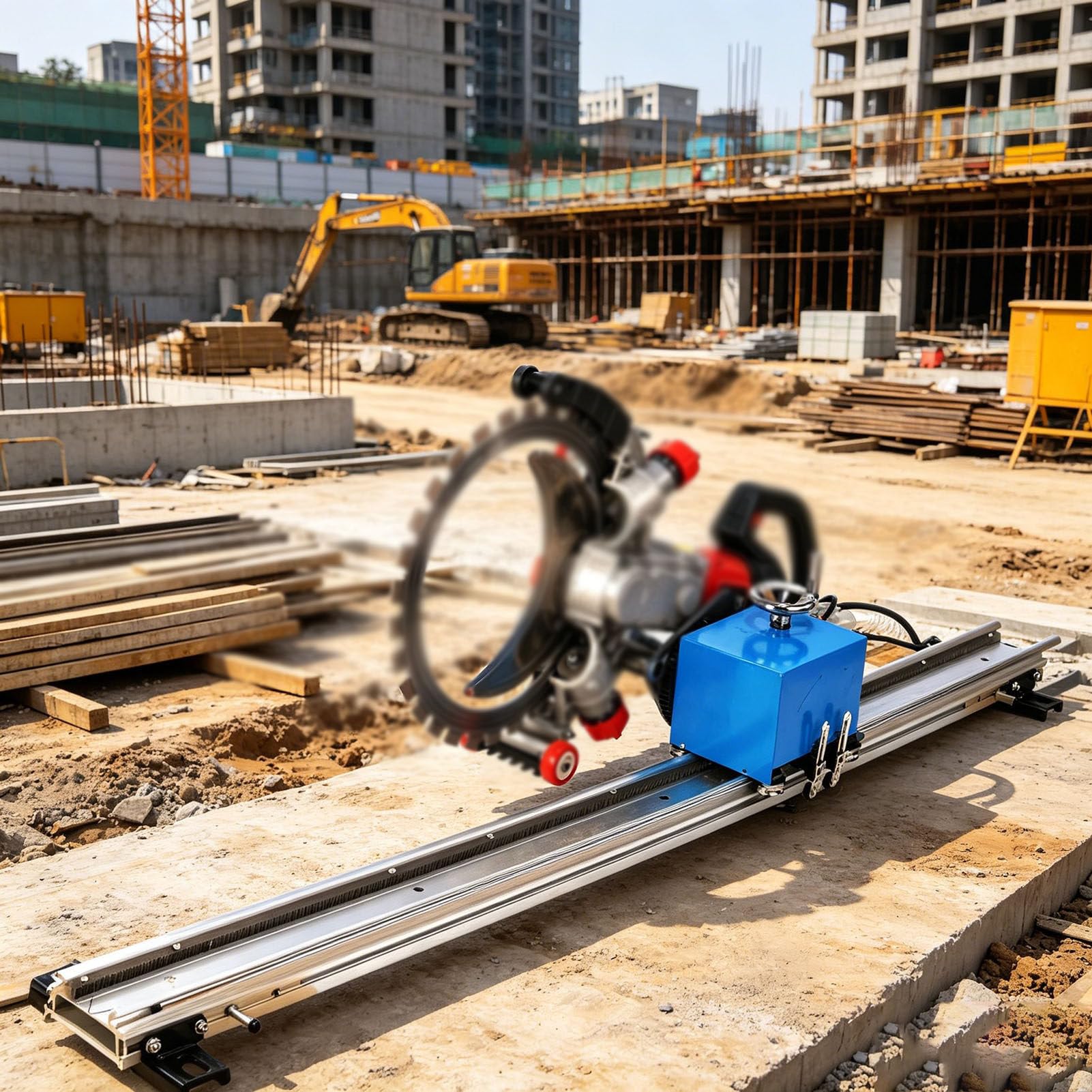 ExoticaBlend Concrete Ring Saw Track, 1.5/2/2.5/3m Alloy Automatic Cutting Track Bracket, Adjustable Cutting Depth, for Concrete, Steel Bars, Floor, Red Brick Walls 3m