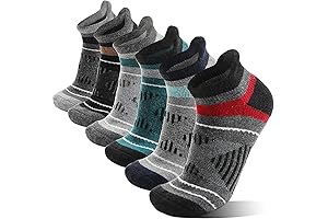 EBMORE Premium 6-Pair 'No Show' Merino Wool Running Socks (Moisture-Wicking and Odor Free)